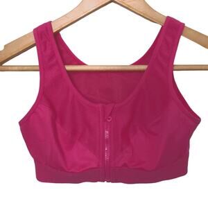 Yvette Power Classic Zip Running Bra in HOT PINK 36A